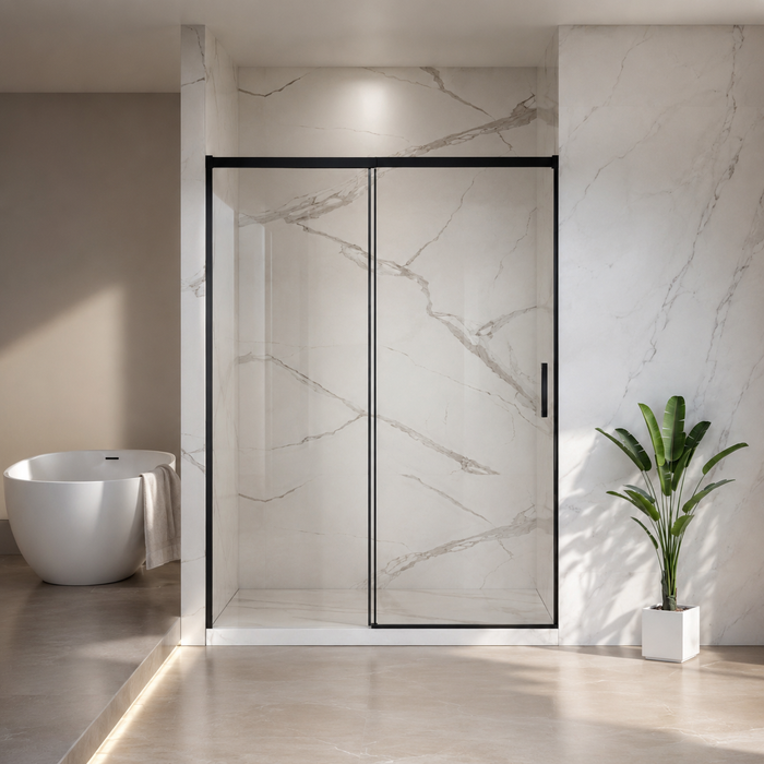 Jade 56"-60" W x 74" H Semi-Frameless Sliding Shower Door with 1/4"(6mm) Tempered Clear Glass