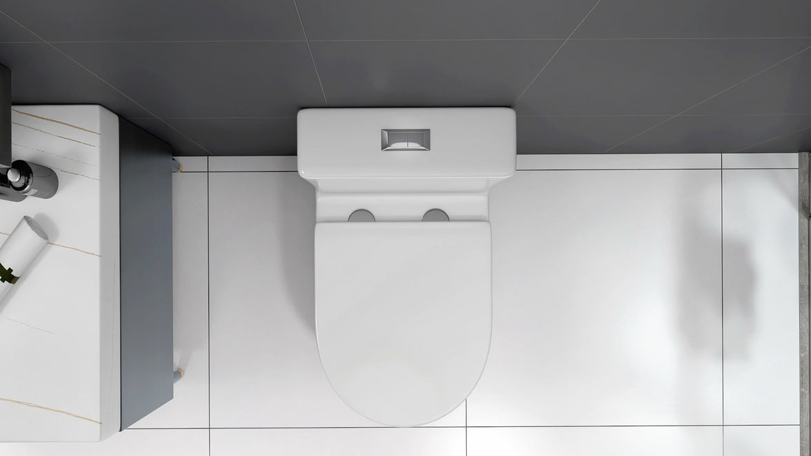 23" Compact One-Piece Toilet with 0.8/1.6 GPF Dual Flush and Soft-Close Seat in White