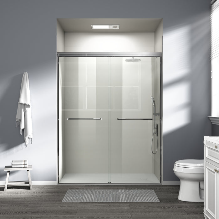 Core 44"-48" or 56"-60" W x 72" H Framed Double Sliding Shower Door with 1/4"(6mm) Tempered Clear Glass