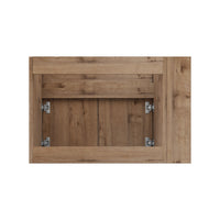 30" Imitative Oak Wall-Mounted Bathroom Vanity With White Ceramic Sink and Adjust Open Shelf