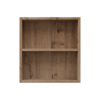 30" Imitative Oak Wall-Mounted Bathroom Vanity With White Ceramic Sink and Adjust Open Shelf