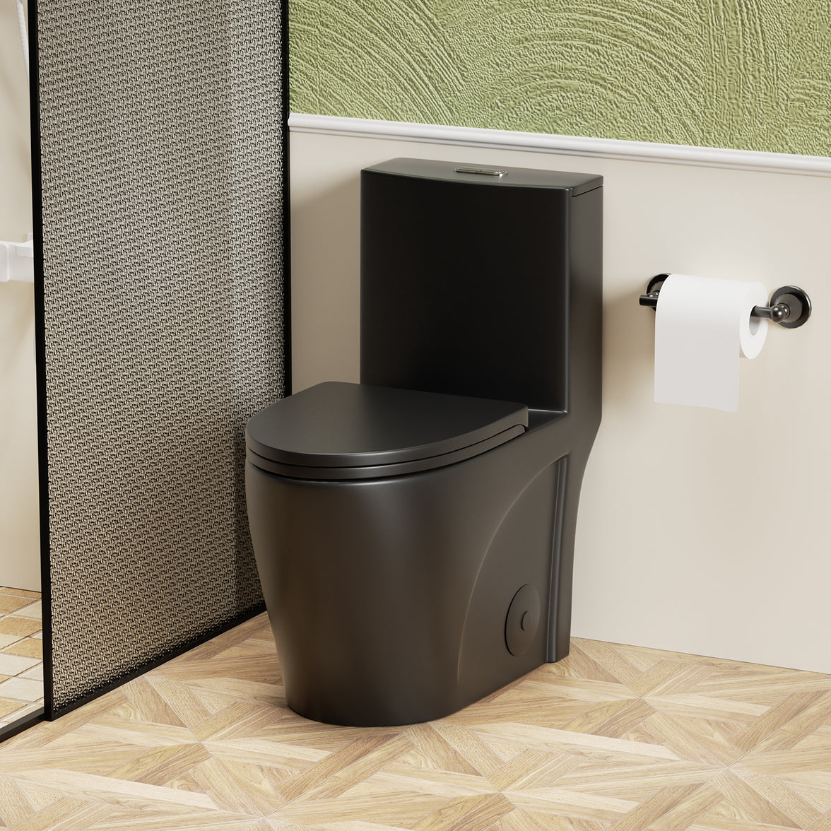 One-Piece Elongated Toilet with 1.1/1.6 GPF Dual Flush, 17" ADA Height and Soft-Close Seat