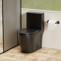 One-Piece Elongated Toilet with 1.1/1.6 GPF Dual Flush, 17" ADA Height and Soft-Close Seat