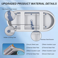 59"Linear AcrylicFreestanding Soaking Bathtub with Pop-Up Drain and Overflow in Gloss White