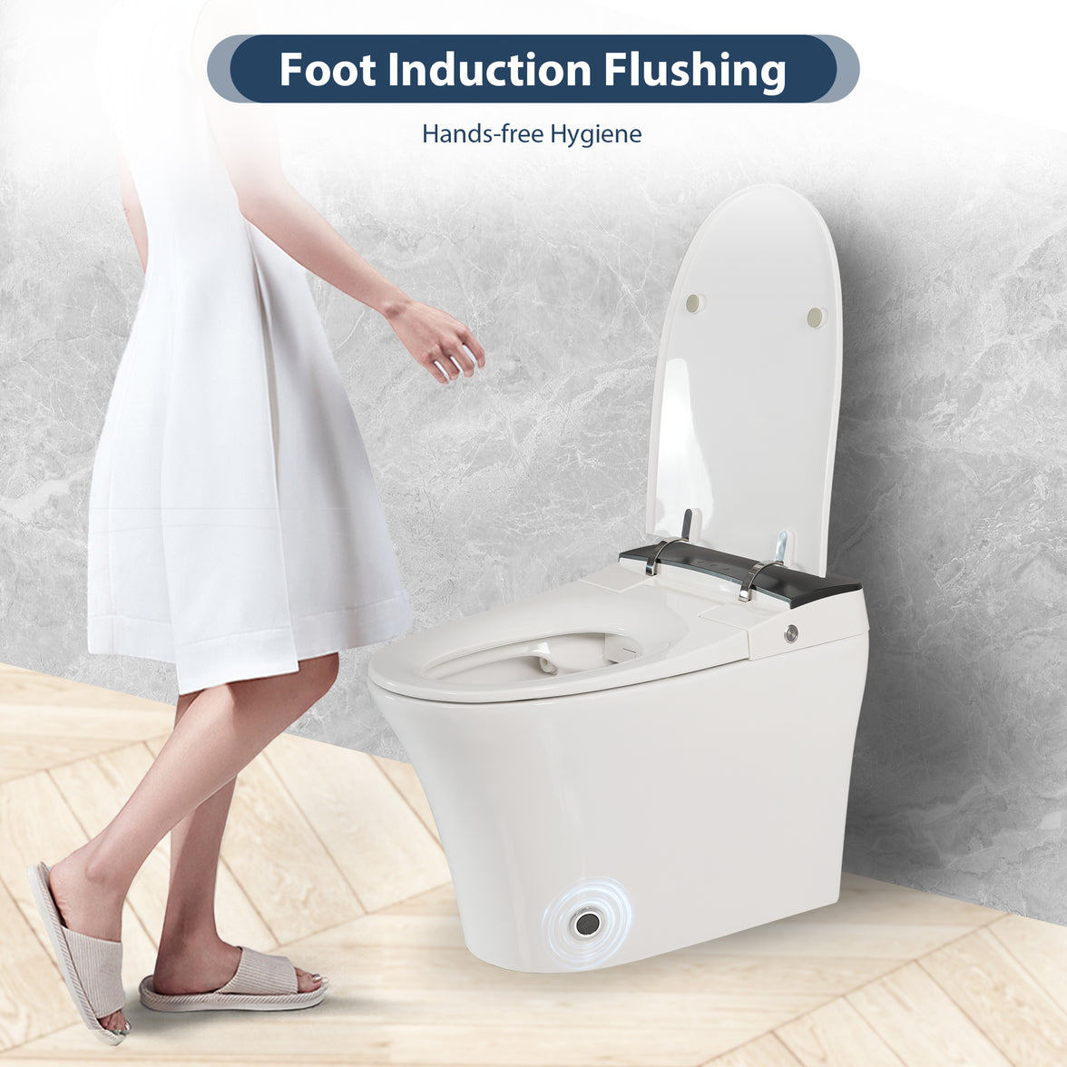 Tankless One-Piece Smart Toilet with Heated Seat, Auto Flush and Foot Sensor in White