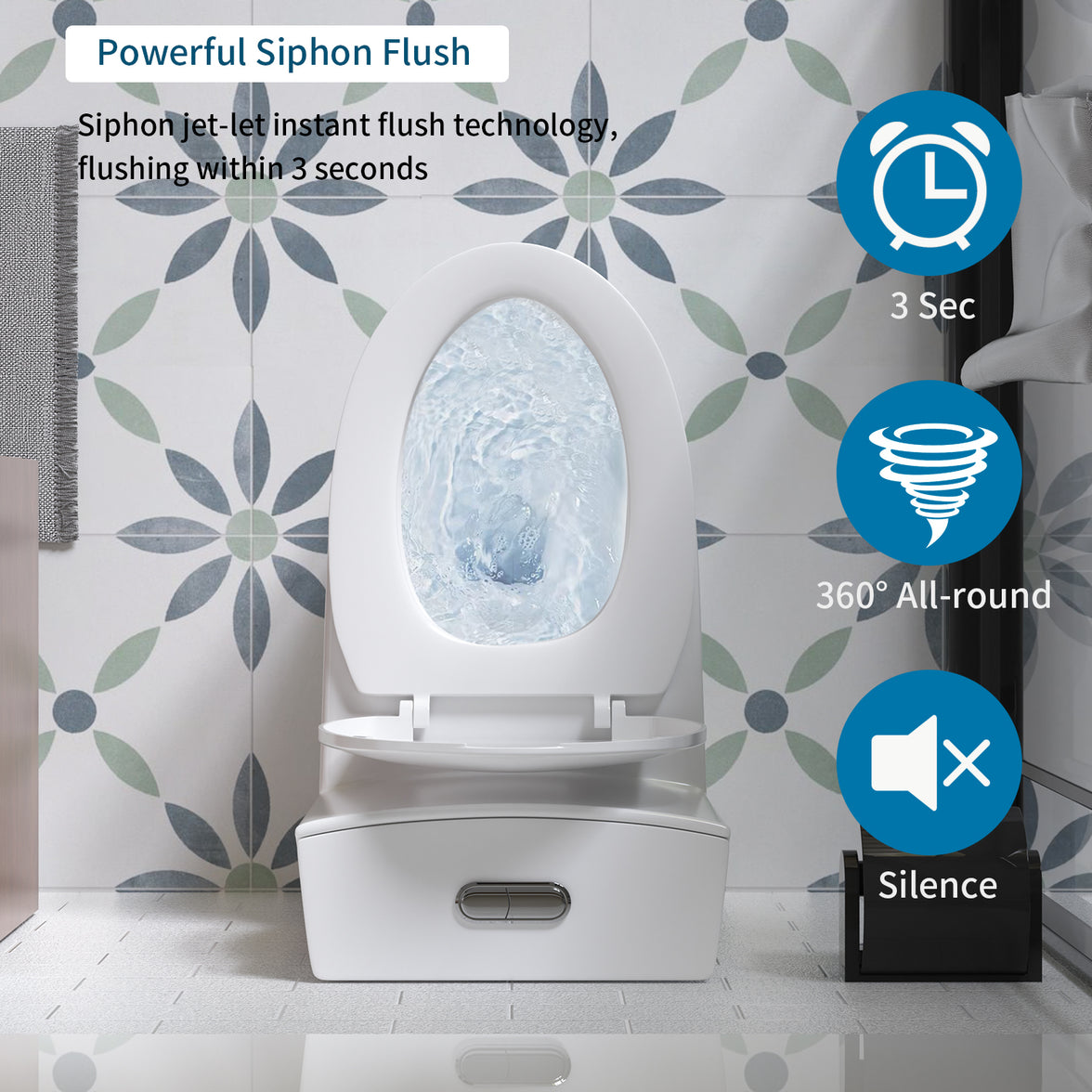 One-Piece Elongated Toilet with 1.1/1.6 GPF Dual Flush, 17" ADA Height and Soft-Close Seat