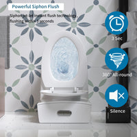 One-Piece Elongated Toilet with 1.1/1.6 GPF Dual Flush, 17" ADA Height and Soft-Close Seat