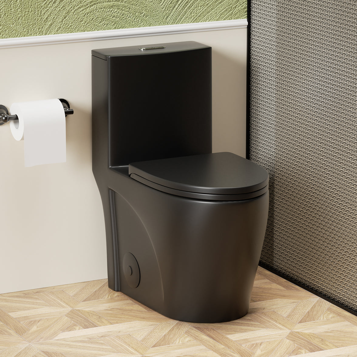One-Piece Elongated Toilet with 1.1/1.6 GPF Dual Flush, 17" ADA Height and Soft-Close Seat