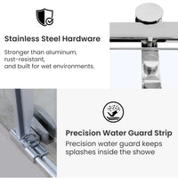 Frameless Double Sliding Shower Door with Towel Bar, Stainless Steel 8mm