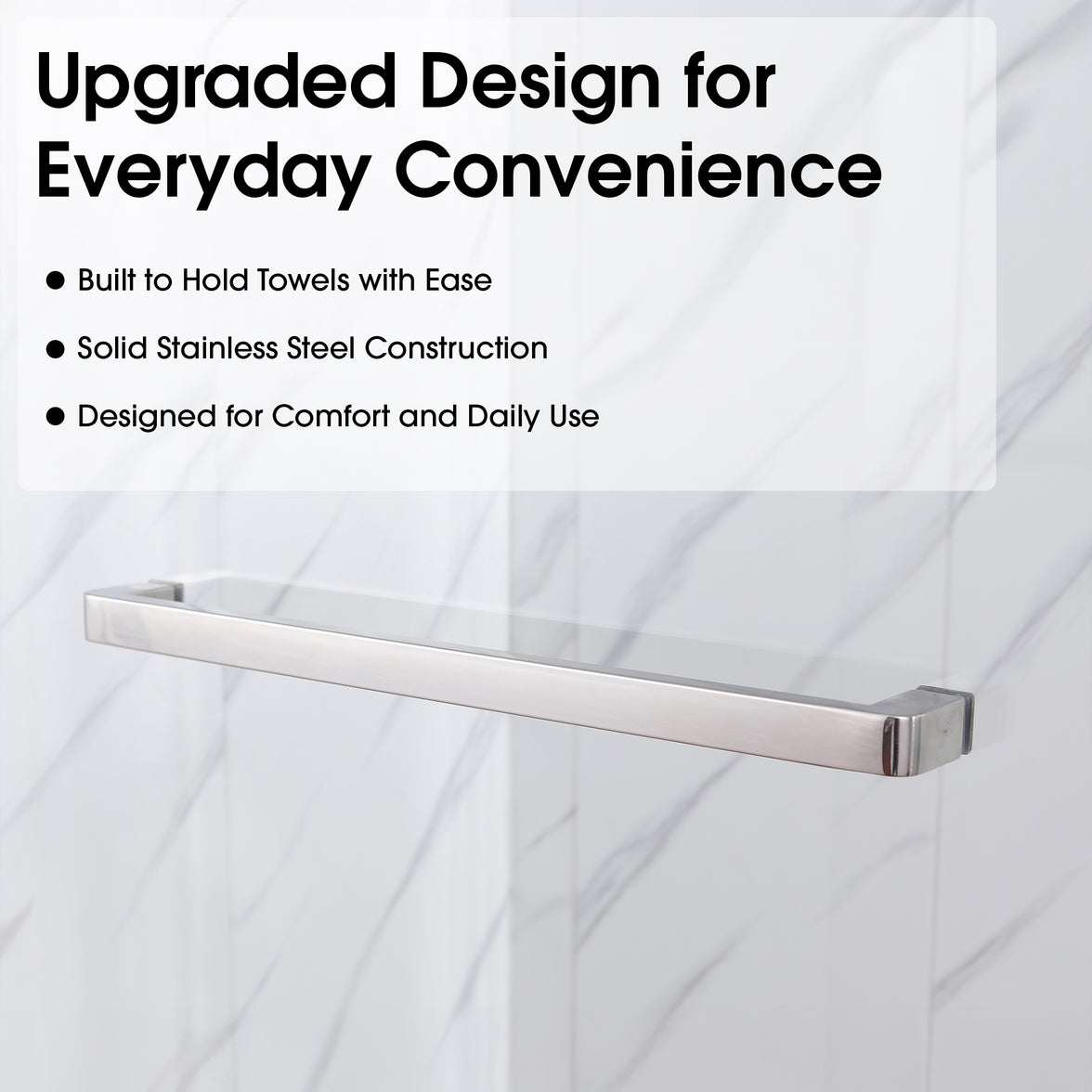 Frameless Double Sliding Shower Door with Side Panel & Towel Bar, Stainless Steel