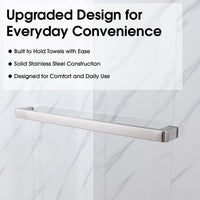 Frameless Double Sliding Shower Door with Side Panel & Towel Bar, Stainless Steel