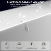 59" Freestanding Solid Surface Bathtub with Pop-Up Drain and Overflow in Matte White