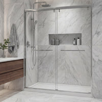 48–52" or 60–64" W x 76" H Matte Black Framed Bypass Shower Door with 5/16"(8mm) Tempered Clear Glass