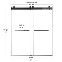 Frameless Double Sliding Shower Door with Dual Towel Bars, Stainless Steel
