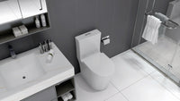 23" Compact One-Piece Toilet with 0.8/1.6 GPF Dual Flush and Soft-Close Seat in White