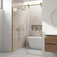 Frameless Double Sliding Shower Door 76" High x Adjustable 56"- 60" Wide Black 8mm