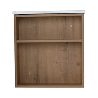 30" Imitative Oak Wall-Mounted Bathroom Vanity With White Ceramic Sink and Adjust Open Shelf