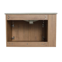 30" Imitative Oak Wall-Mounted Bathroom Vanity With White Ceramic Sink and Adjust Open Shelf