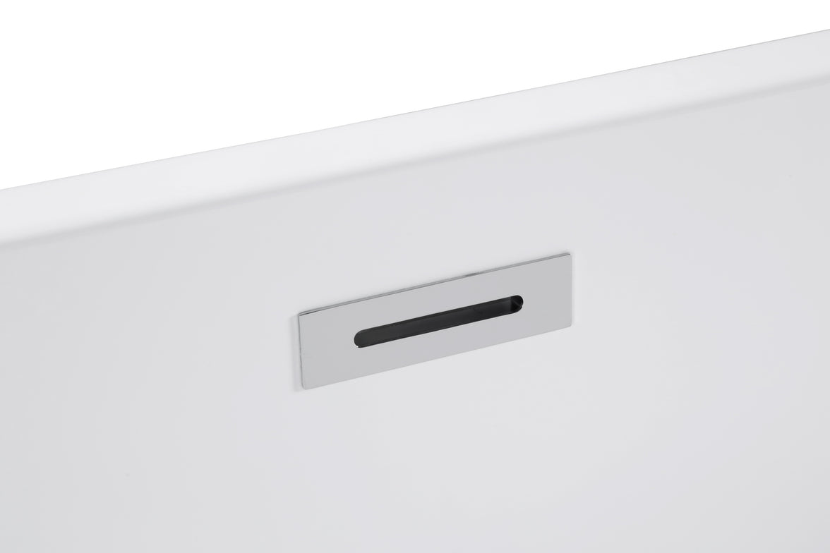 55" Acrylic Freestanding Soaking Bathtub with Pop-Up Drain and Overflow in Gloss White