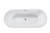 55" Acrylic Freestanding Soaking Bathtub with Pop-Up Drain and Overflow in Gloss White
