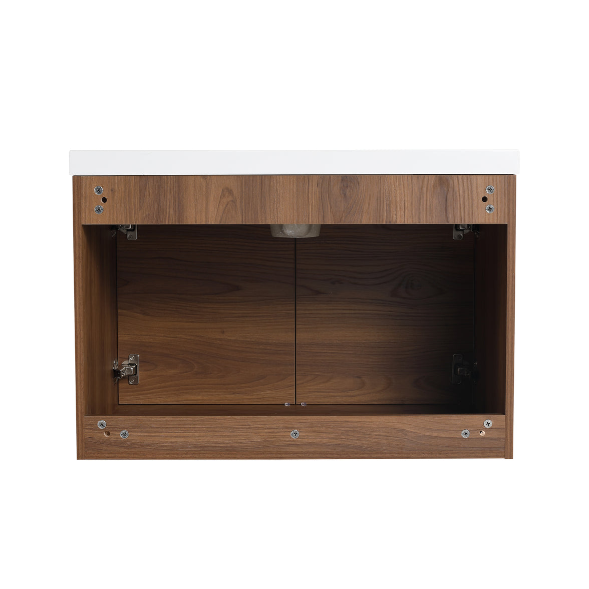 30" Ebony Wall-Mounted Bathroom Vanity in Brown with Resin Sink and Soft-Close Storage