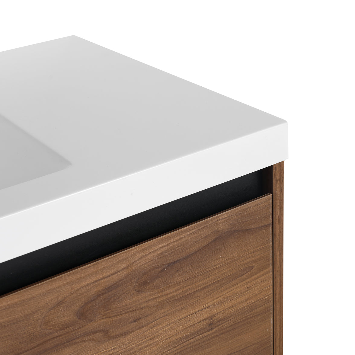 36" Ebony Wall-Mounted Bathroom Vanity in Brown with Resin Sink and Soft-Close Storage