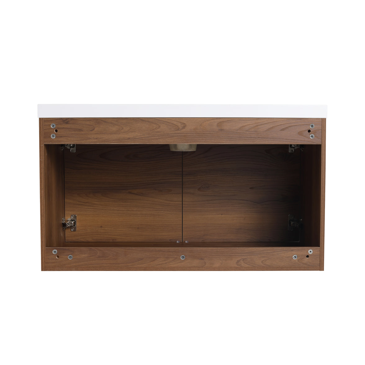 36" Ebony Wall-Mounted Bathroom Vanity in Brown with Resin Sink and Soft-Close Storage