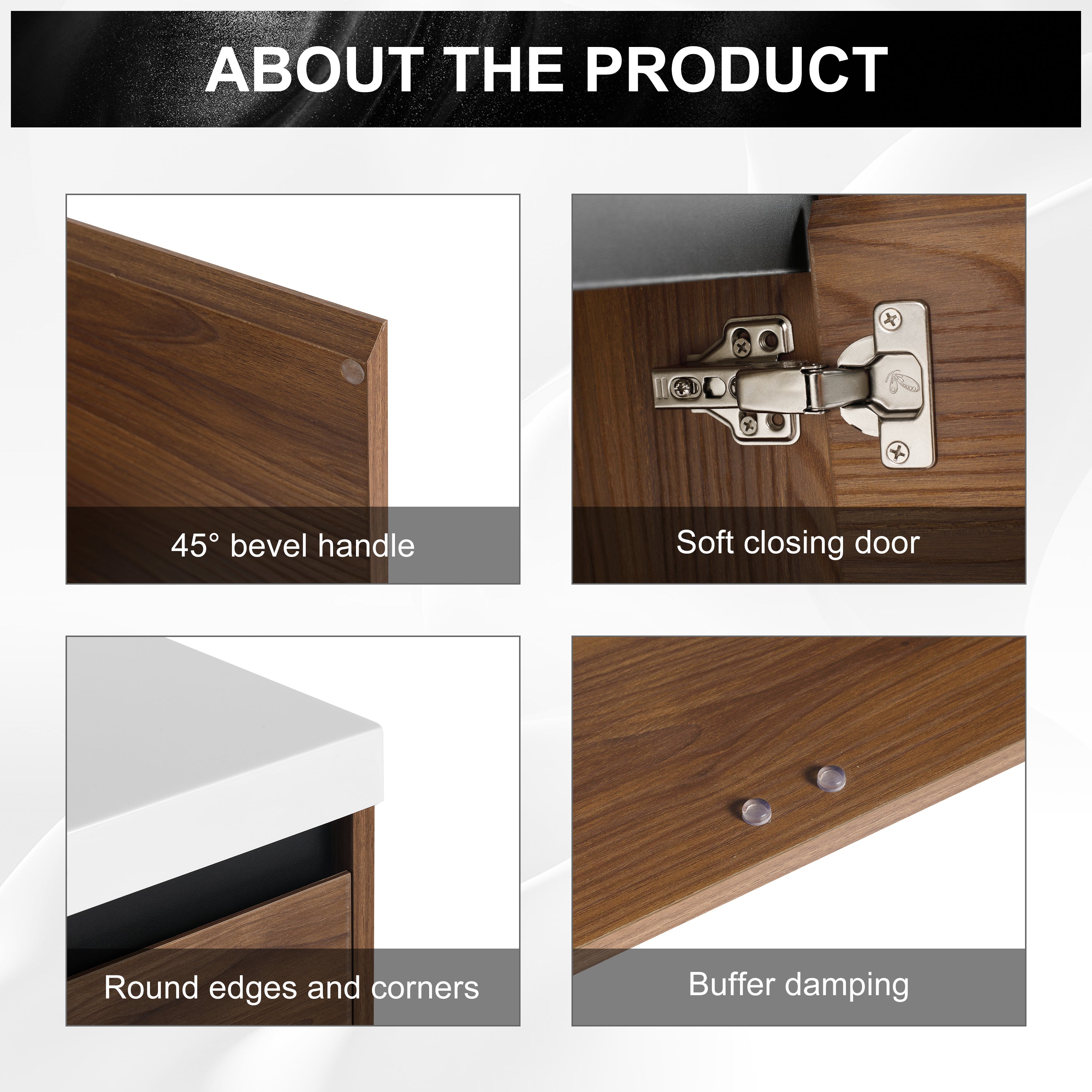 30" Ebony Wall-Mounted Bathroom Vanity in Brown with Resin Sink and Soft-Close Storage