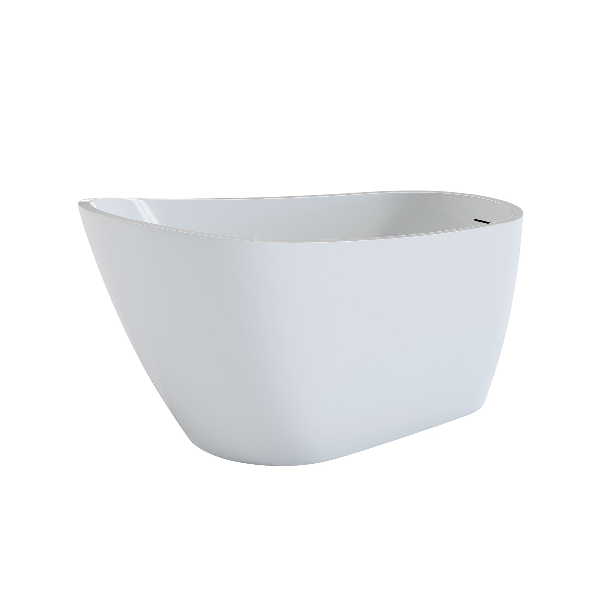 55" Acrylic Freestanding Soaking Bathtub with Pop-Up Drain and Overflow in Gloss White