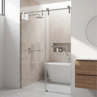 Frameless Double Sliding Shower Door 76" High x Adjustable 56"- 60" Wide Black 8mm