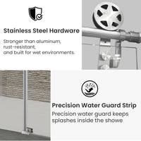 Frameless Double Sliding Shower Door 76" High x Adjustable 56"- 60" Wide Black 8mm