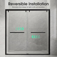 48–52" or 60–64" W x 76" H Matte Black Framed Bypass Shower Door with 5/16"(8mm) Tempered Clear Glass