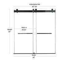 Frameless Double Sliding Shower Door with Dual Towel Bars, Stainless Steel