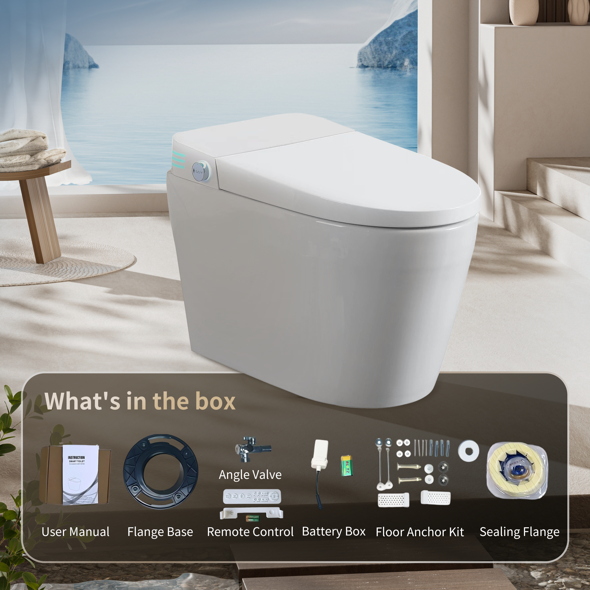 Tankless Smart Toilet with Built-In Bidet, Auto Flush, Heated Seat and Warm Water