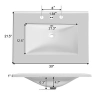 30" Freestanding Bathroom Vanity with Resin Sink, Rattan Doors and Soft-Close Storage