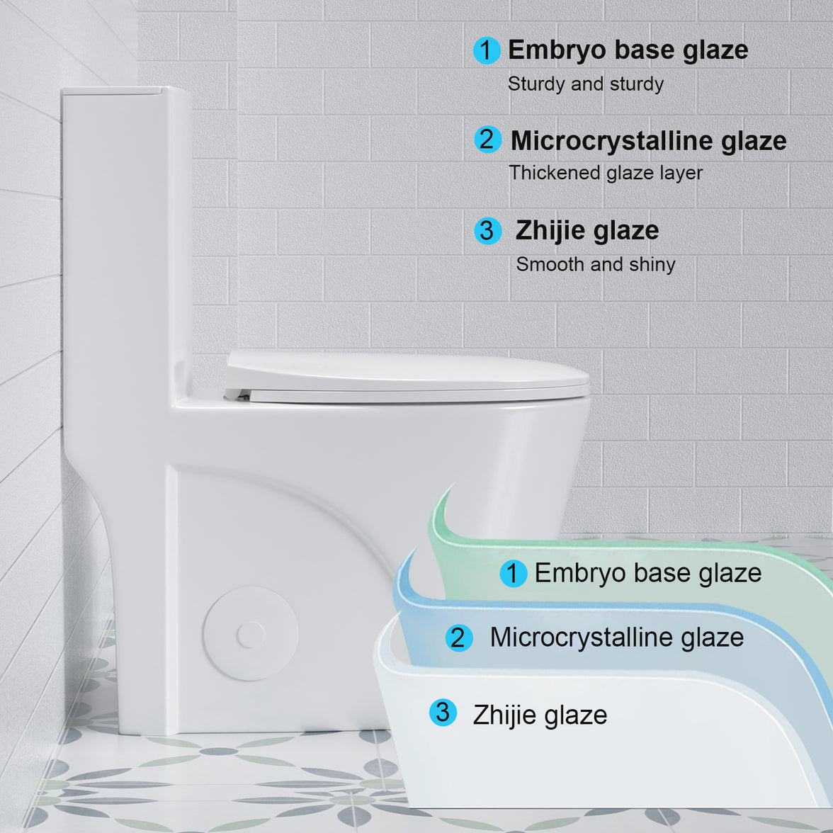 One-Piece Elongated Toilet with 1.1/1.6 GPF Dual Flush, 17" ADA Height and Soft-Close Seat