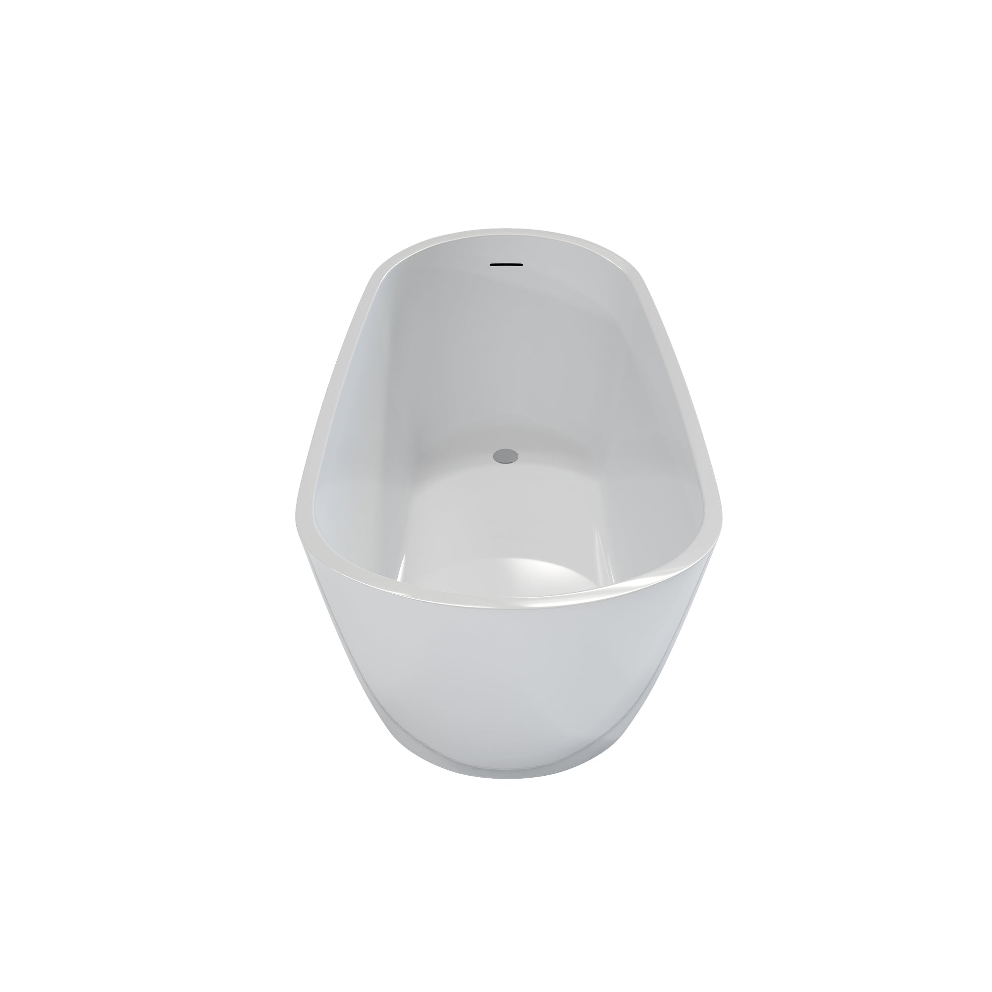55" Acrylic Freestanding Soaking Bathtub with Pop-Up Drain and Overflow in Gloss White