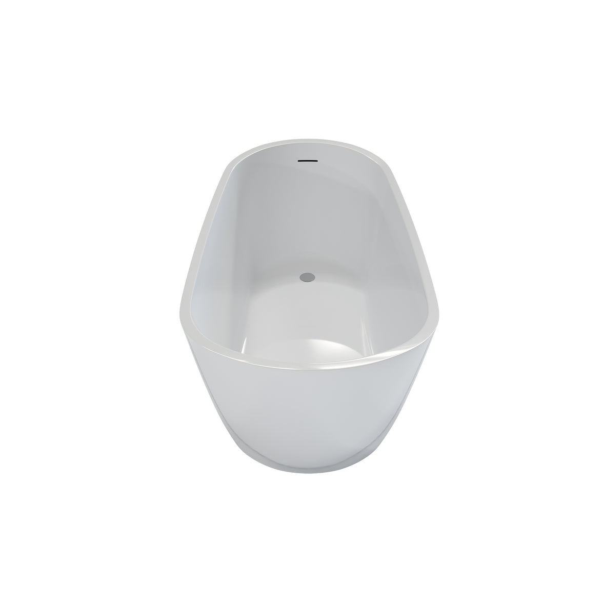 55" Acrylic Freestanding Soaking Bathtub with Pop-Up Drain and Overflow in Gloss White