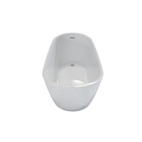 55" Acrylic Freestanding Soaking Bathtub with Pop-Up Drain and Overflow in Gloss White