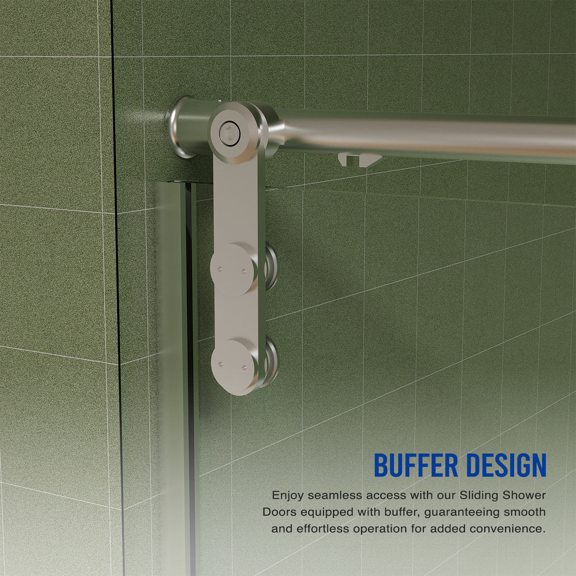 Jade 56"-60" W x 76" H Frameless Single Sliding Shower Door with 5/16"(8mm) Tempered Glass with Towel Bar