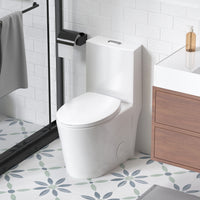 One-Piece Elongated Toilet with 1.1/1.6 GPF Dual Flush, 17" ADA Height and Soft-Close Seat