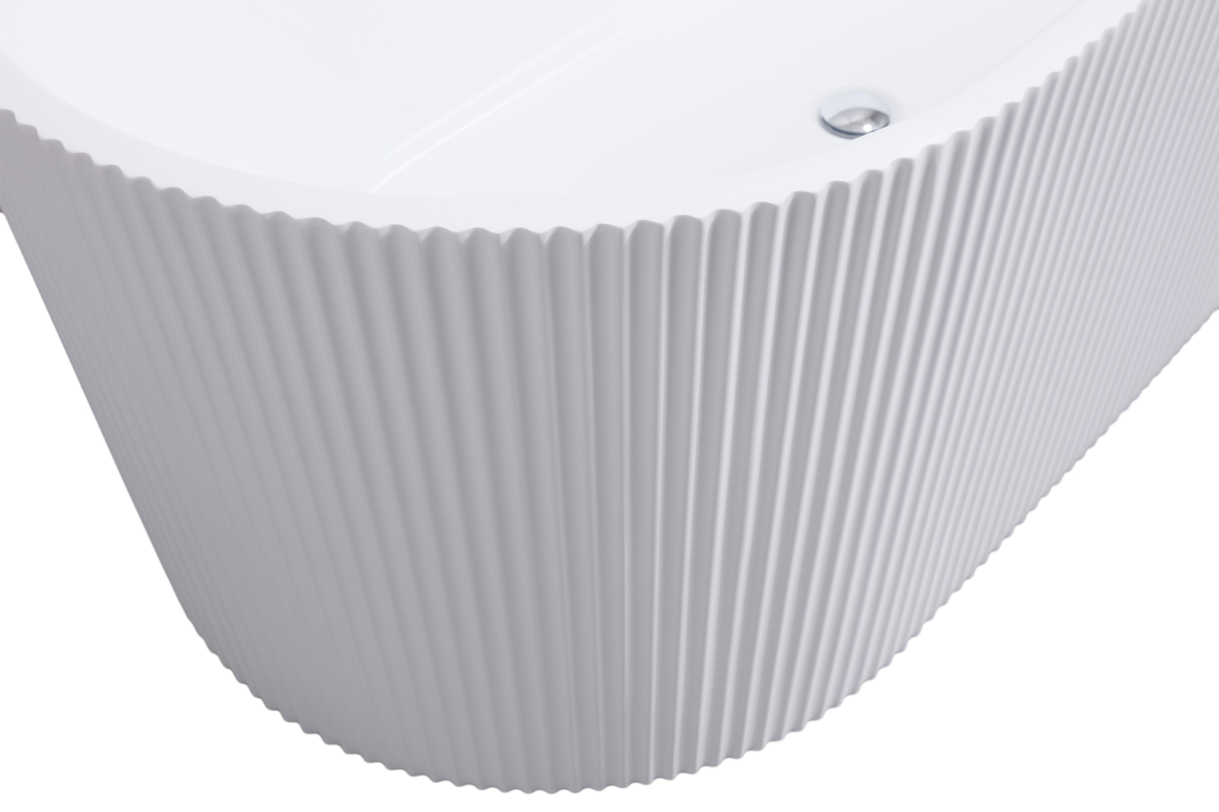 59"Linear AcrylicFreestanding Soaking Bathtub with Pop-Up Drain and Overflow in Gloss White