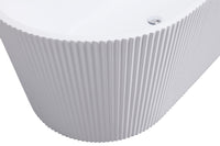 59"Linear AcrylicFreestanding Soaking Bathtub with Pop-Up Drain and Overflow in Gloss White