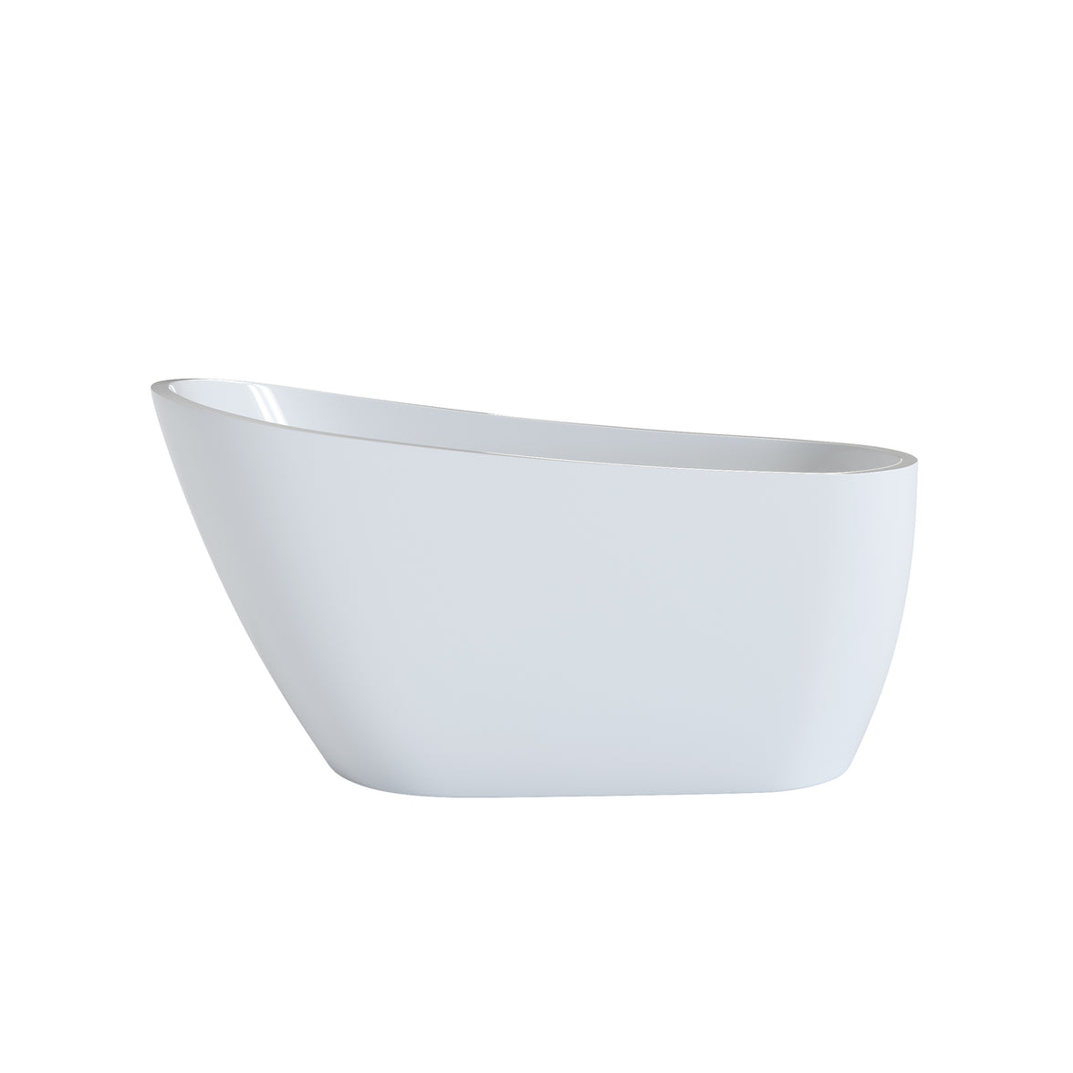 55" Acrylic Freestanding Soaking Bathtub with Pop-Up Drain and Overflow in Gloss White