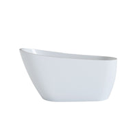 55" Acrylic Freestanding Soaking Bathtub with Pop-Up Drain and Overflow in Gloss White