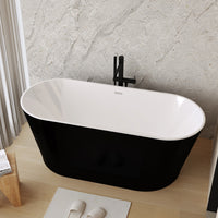 59" Acrylic Freestanding Soaking Bathtub with Pop-Up Drain and Overflow