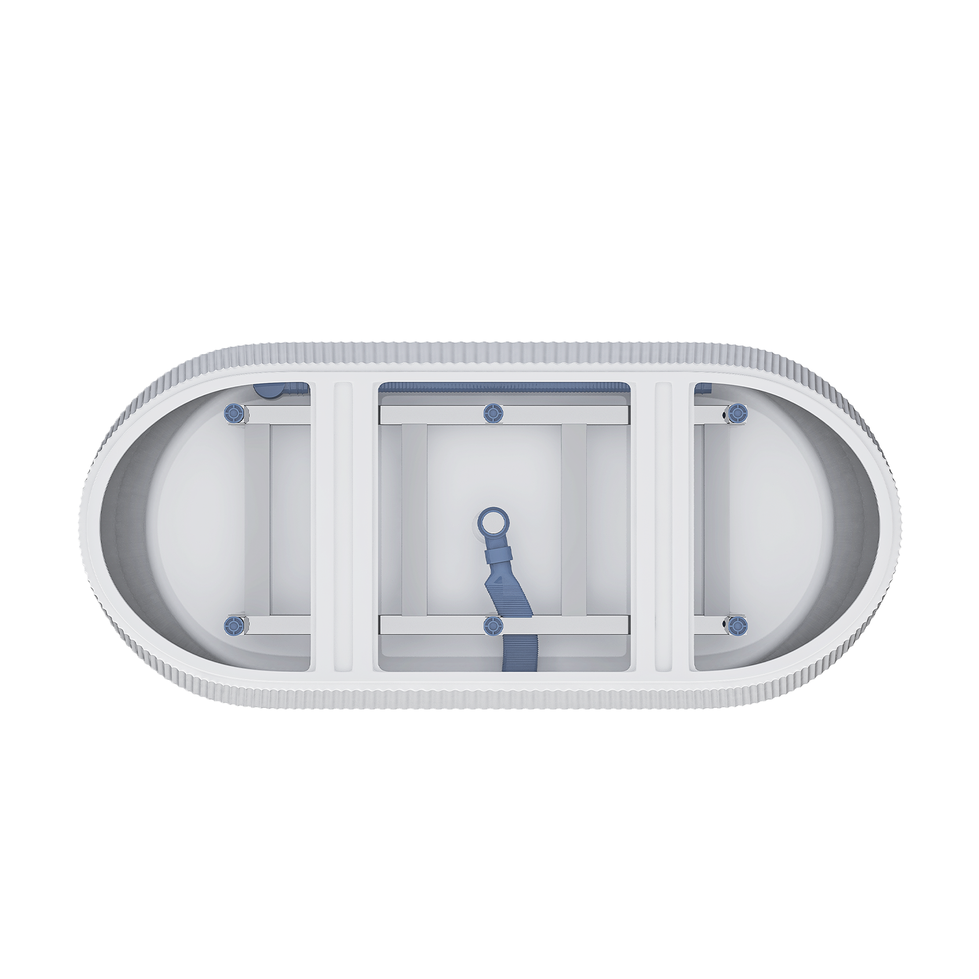 59"Linear AcrylicFreestanding Soaking Bathtub with Pop-Up Drain and Overflow in Gloss White