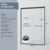 Core 44"-48" or 56"-60" W x 72" H Framed Double Sliding Shower Door with 1/4"(6mm) Tempered Clear Glass