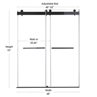 Frameless Double Sliding Shower Door with Dual Towel Bars, Stainless Steel