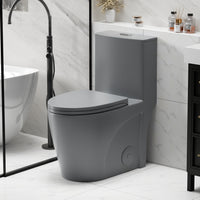One-Piece Elongated Toilet with 1.1/1.6 GPF Dual Flush, 17" ADA Height and Soft-Close Seat